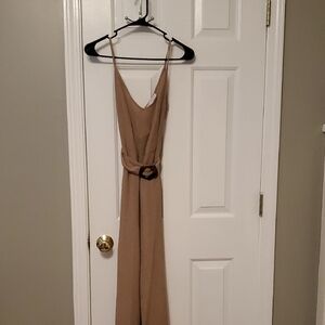 Elegant Tan Sleeveless Dress